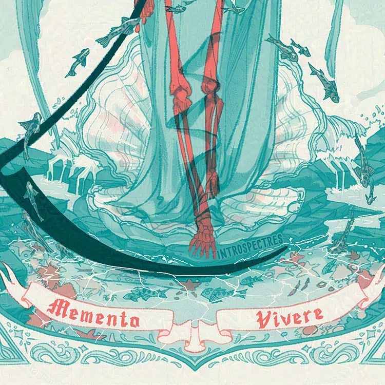 IntroSpectres's tweet image. Crop of my latest piece featuring life and death at the sea shore. Full piece up on 🟦 ☁️