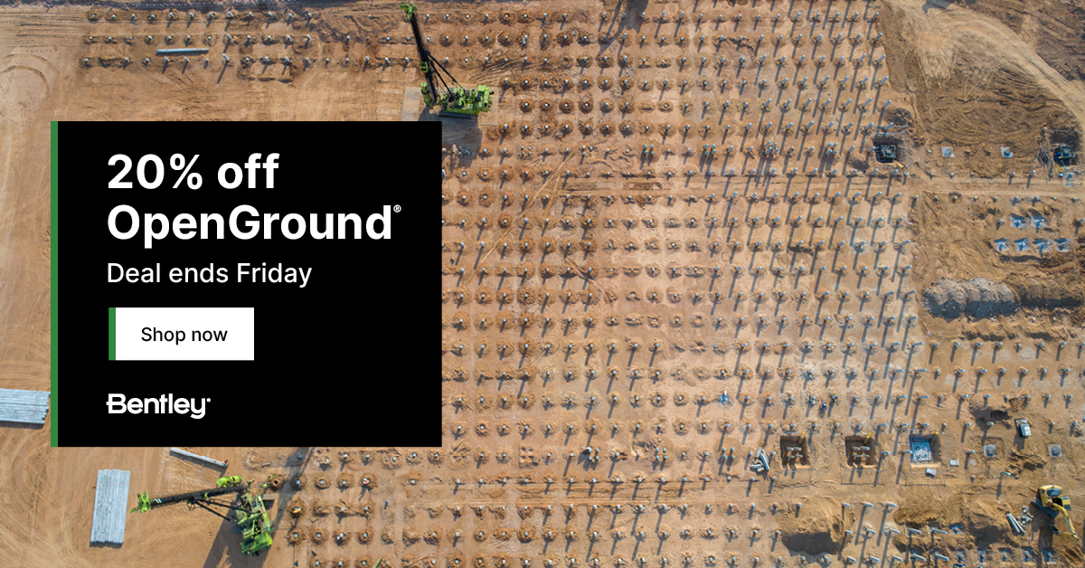 OpenGroundGIM's tweet image. ⚠️Cyber Week deal ends tonight! Get 20% off OpenGround on Bentley&apos;s eStore. 

Hurry, shop now at en.virtuosity.com/software/.

Boost your efficiency with software trusted by infrastructure engineering professionals like you. 

#MicroStation #Geotechnical #OpenGround