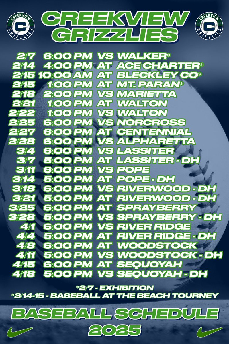 #GrizzGang 2️⃣0️⃣2️⃣5️⃣ schedule is here!⤵️
#MAY
<a href="/CVHSGrizzlies/">CVHS Grizzly Athletics</a> <a href="/griffcallaghan/">Griffin Callaghan</a> <a href="/TheCoachesBoxGA/">Coaches Box Georgia</a>