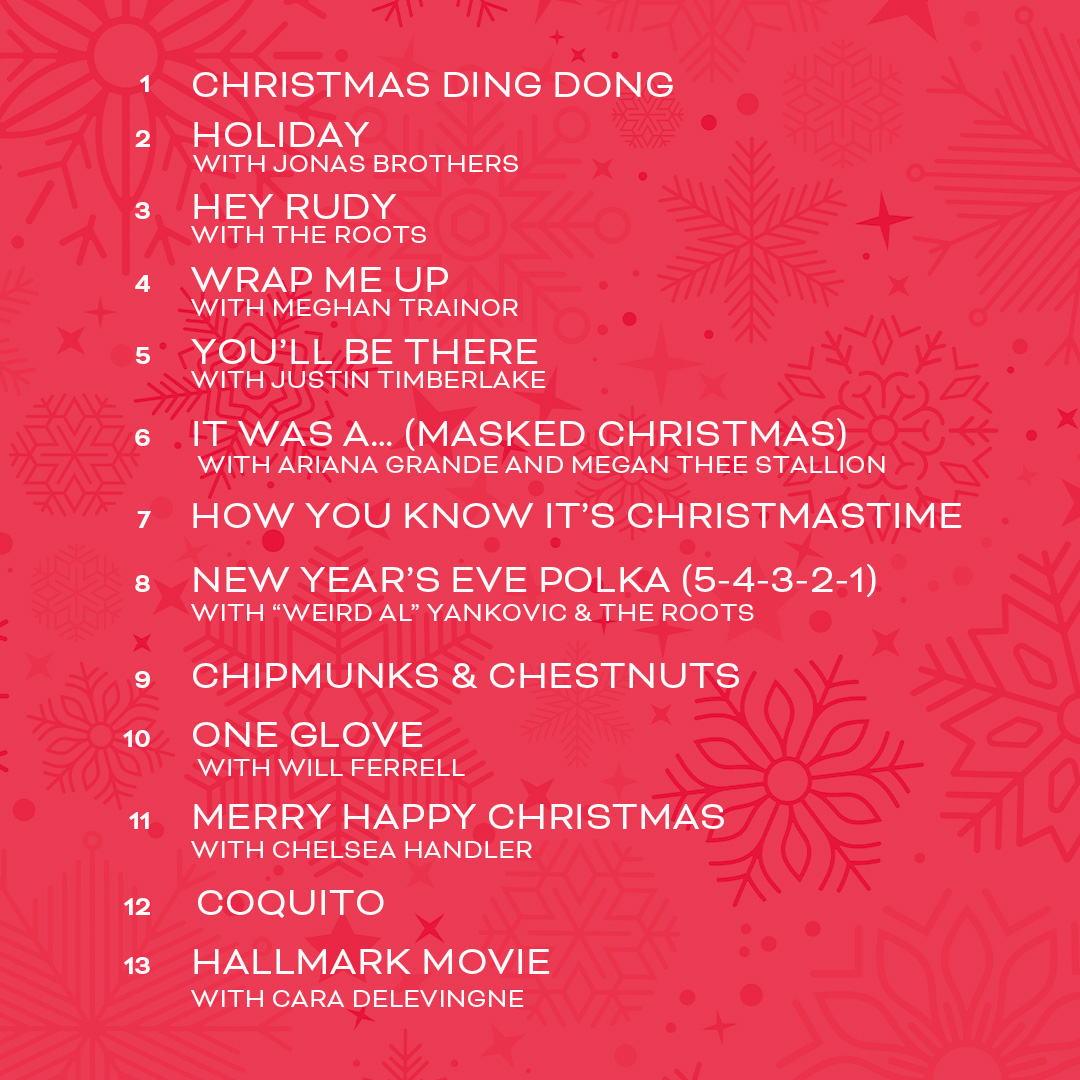 jimmyfallon's tweet photo. Holiday Seasoning, but make it DELUXE. 25 total songs featuring @jonasbrothers, @llcoolj, @jtimberlake, Ariana Grande, @theestallion and more. Happy #HolidaySeasoning! Order now:  https://t.co/64HKMsMsHK 🎄🎁🎶 https://t.co/QbdAAI46no
