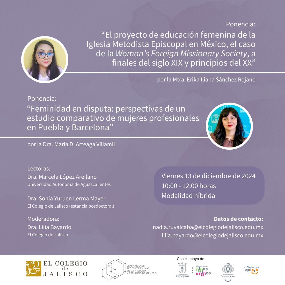 Coljalisco's tweet photo. ☝️Únete a la sesión del Seminario de Redes Femeninas en la Historia y Estudios de Género. En esta ocasión las ponencias destacarán el proyecto de educación femenina de la Iglesia Metodista Episcopal en México y la trayectoria de mujeres profesionales en Puebla y Barcelona. https://t.co/W9JEhgR6hS
