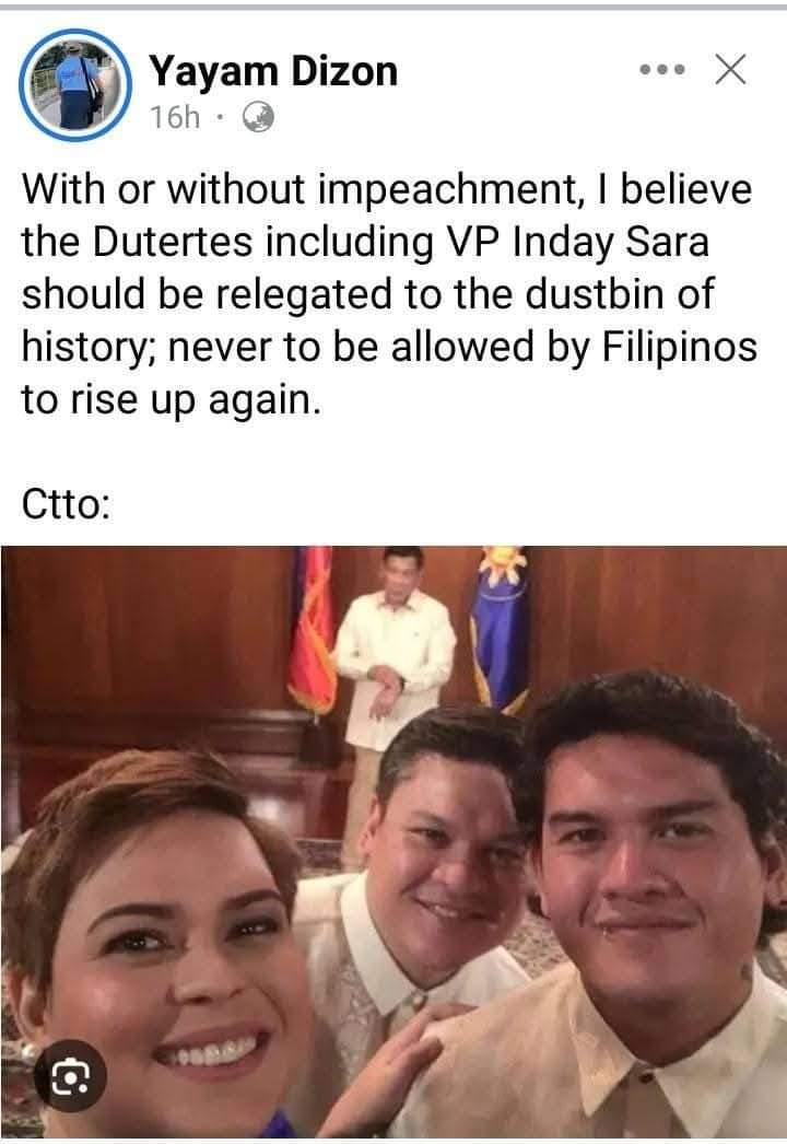 Mel_Chor2021's tweet photo. Putting them in the dustbin is too kind.

They should be thrown back to the cesspool where they crawled out from.

#CrazyVP
#SiraAngUloNiSara
#MagnanakawFromDavao
#RemoveSaraNow https://t.co/CGkBuoEqJD