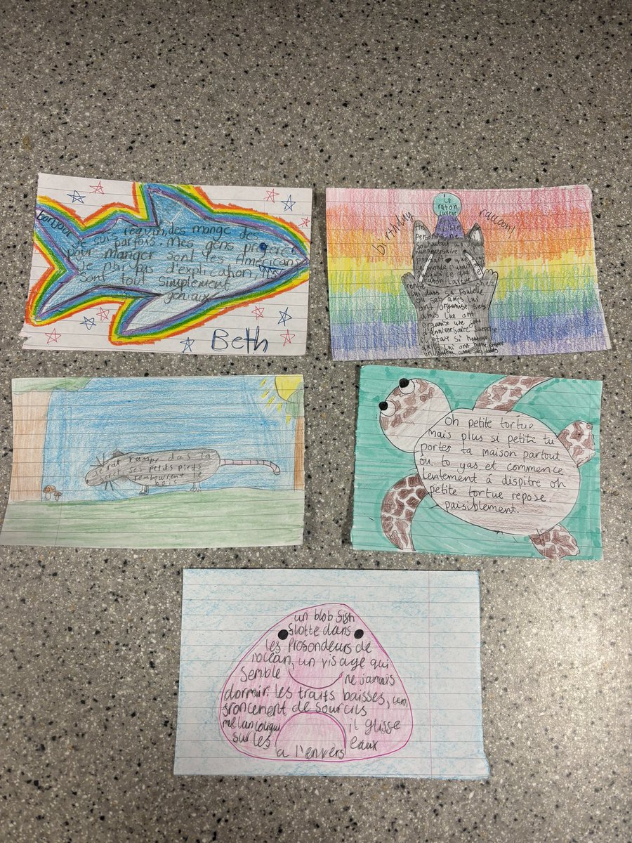 1DU French have created some beautiful image poems about an animal of their choice! We have been working on a poetry unit and we’ve learned about different methods and techniques to write our own poems! 🇫🇷
🦈🦝🐢🐀🐡