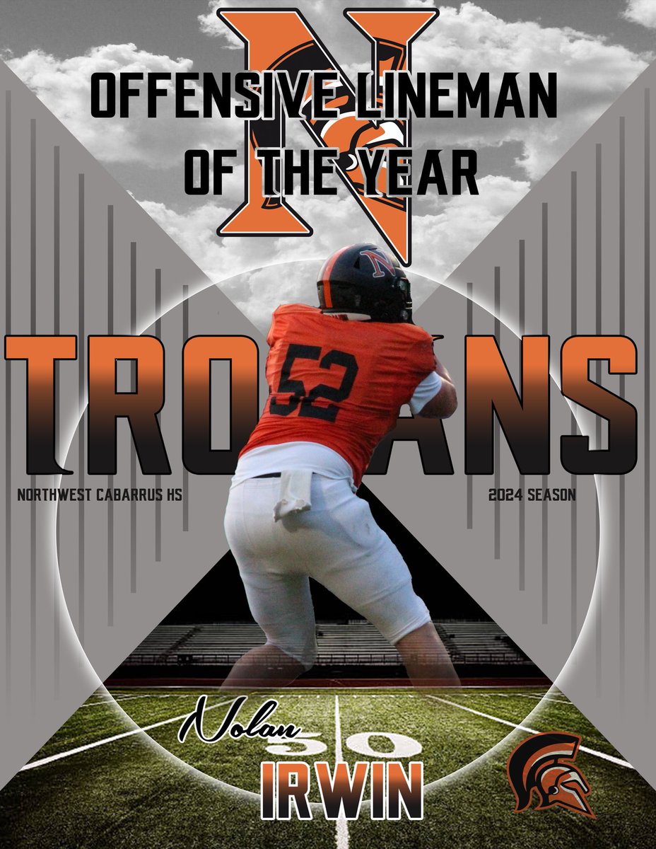 NW Cabarrus Football (@nchstrojanfb) on Twitter photo Congratulations to <a href="/NolanIrwin52/">Nolan Irwin</a> on being named to the 2024 SPC All Conference team. He was also named 2024 SPC offensive lineman of the year!
#GoTrojans #BeUncommon Congratulations to <a href="/NolanIrwin52/">Nolan Irwin</a> on being named to the 2024 SPC All Conference team. He was also named 2024 SPC offensive lineman of the year!
#GoTrojans #BeUncommon