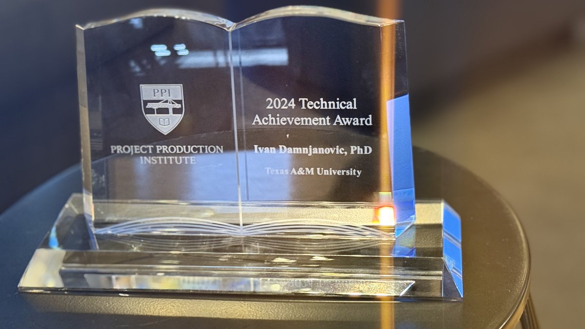 We are proud to announce that @IvanDamnjanov12  Ivan Damnjanovic, PhD, Professor at Texas A&amp;M University, has been awarded this year’s Project Production Institute Technical Achievement Award at the 11th Annual PPI Symposium.
