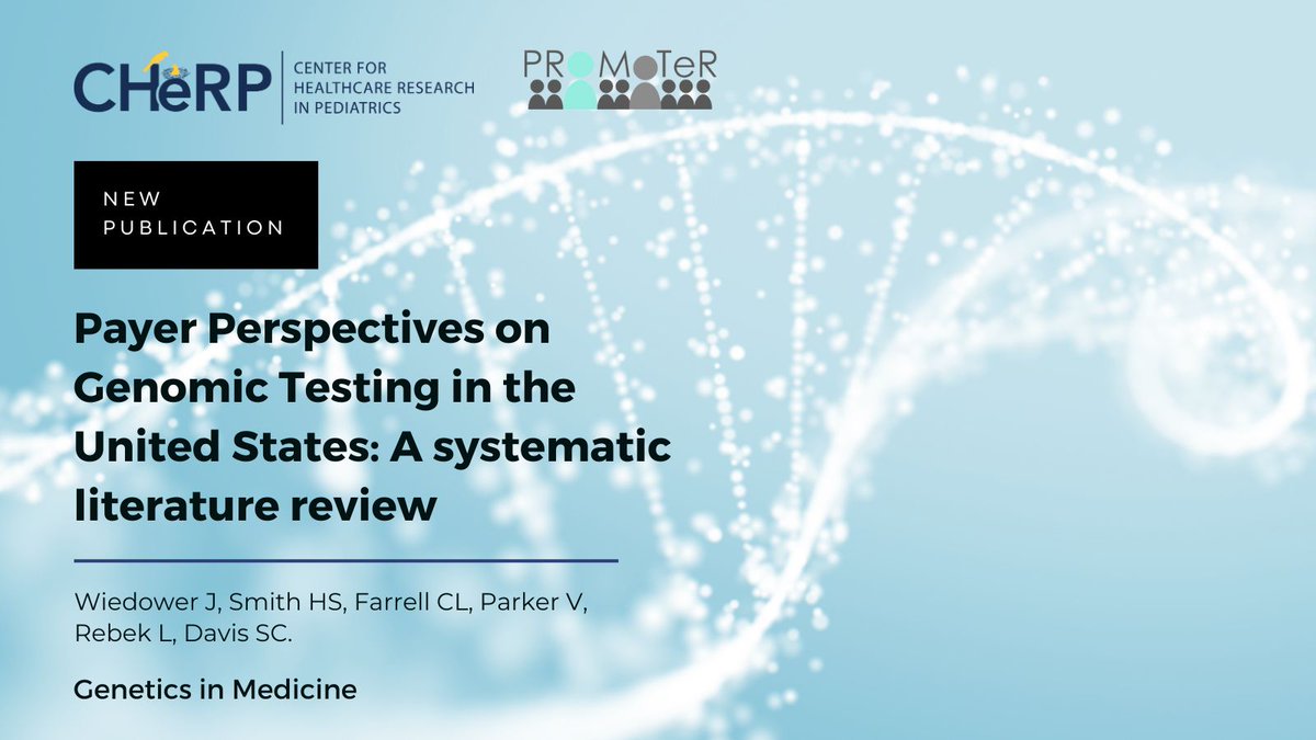 New Article! <a href="/CHeRP_DPM/">CHeRP</a> faculty <a href="/hadleyssmith/">Hadley Stevens Smith</a> and peers' paper #Payer #Perspectives on #Genomic #Testing in the #UnitedStates: A systematic #literature #review is featured in Genetics in Medicine!

Read More Here: buff.ly/3ZAguUy