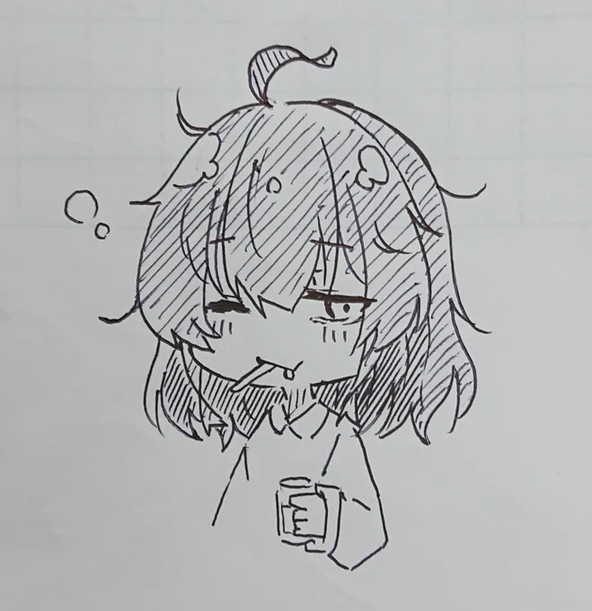今日の落書き～「あ、おはよー…」置いときます✨ 
