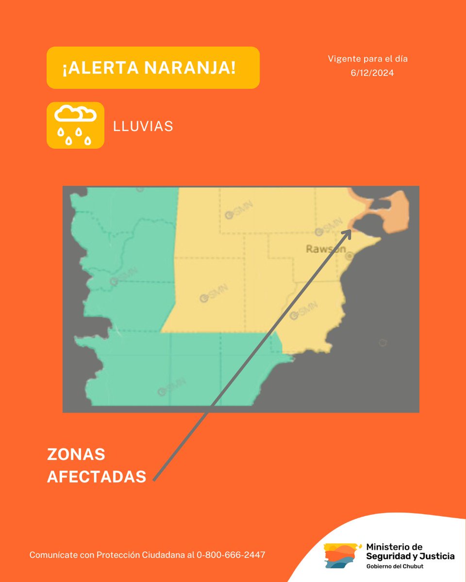⚠ La Subsecretaría de Protección Ciudadana dependiente del Ministerio de Seguridad y Justicia, informa sobre la actualización de las zonas de cobertura del alerta naranja y amarillo por lluvias, emitidos por el Servicio Meteorológico Nacional previstas para el viernes 6 de