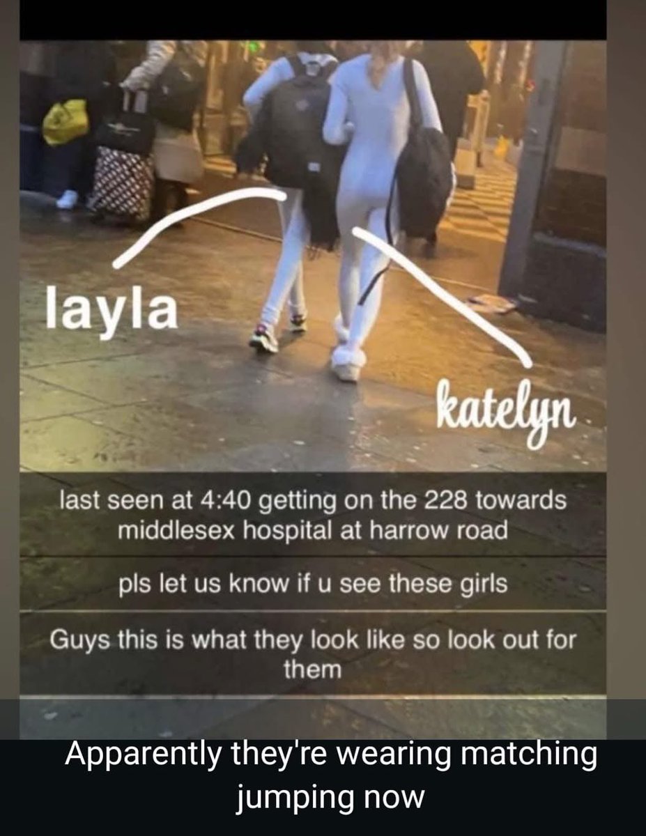 JKDabrowska's tweet photo. MISSING: Layla &amp; Katelyn

From local social media: 

Two Year 9 (13-14yo) girls from Sacred Heart High School, Hammersmith, have not returned home. Last seen at 4:40pm. It has been noted that some girls saw them on the circle line going towards Westfield. 1/2 https://t.co/bFzDaBLxv2