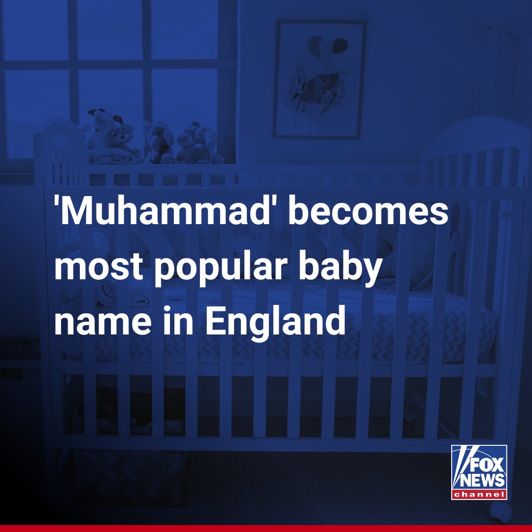 FoxNews's tweet photo. ON THE RISE: The popularity of the name has soared due to religious significance and the increasing Muslim population in both England and Wales – which has more than doubled since 2001. https://t.co/xz8ZqFazwF https://t.co/eYyn4k22TM