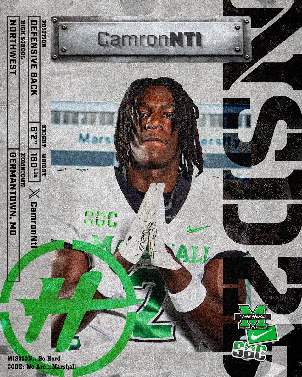 Marshall Football (@herdfb) on Twitter photo Anotha One 🤘
Welcome, <a href="/CamronNti/">Camron nti</a> to the family! 
#CloseTheGap25 Anotha One 🤘
Welcome, <a href="/CamronNti/">Camron nti</a> to the family! 
#CloseTheGap25