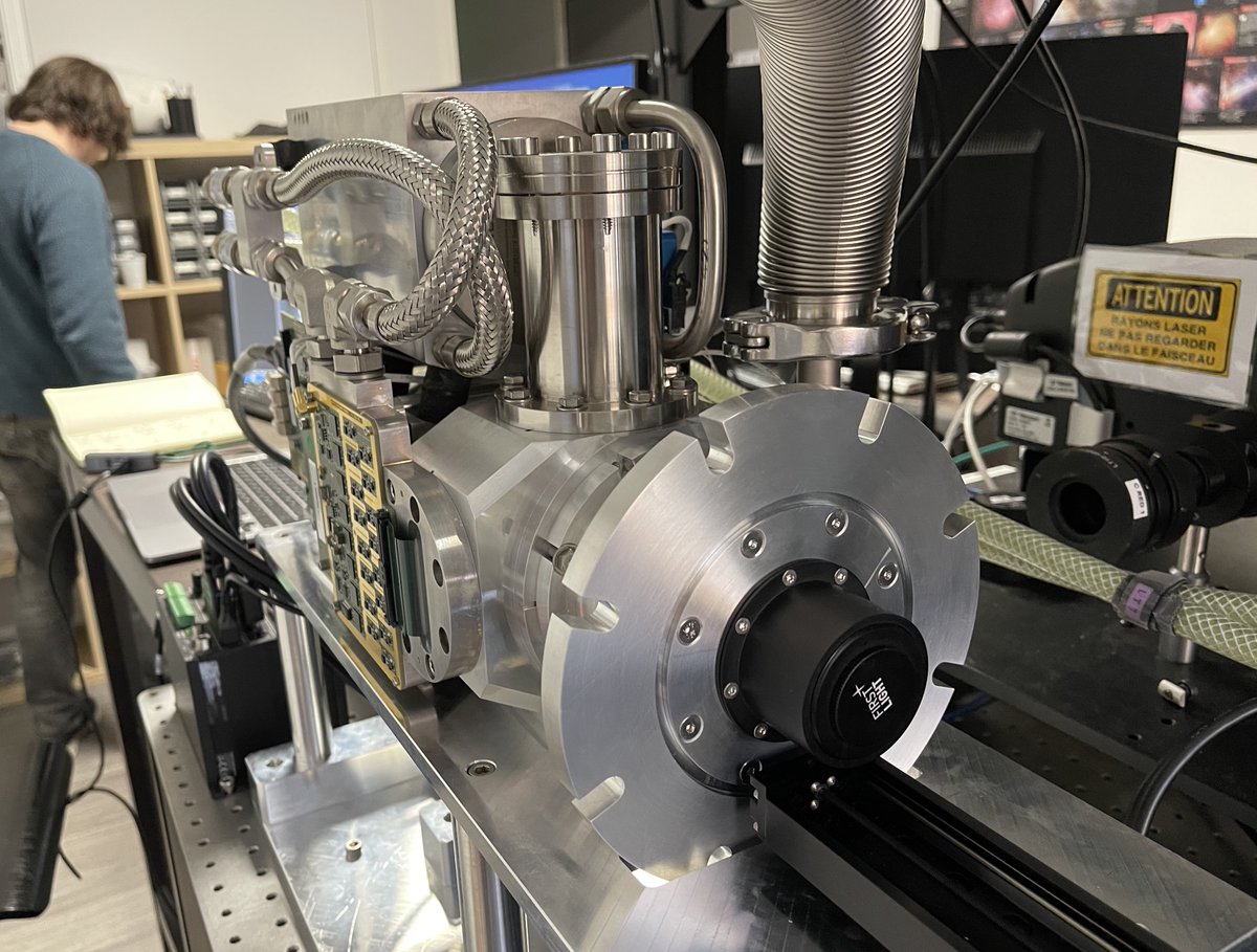 astrokraus's tweet photo. Spending an incredibly exciting week at @OxInst /FLI's lab in Meyreuil with my @UoE_Astro colleague Dan Lancaster. We test two ultra-low noise cameras that will be at the heart of our Asgard/BIFROST visitor instrument for VLTI. The performance is just phenomenal. Go, BIFROST, go! https://t.co/VDcGggwX4n