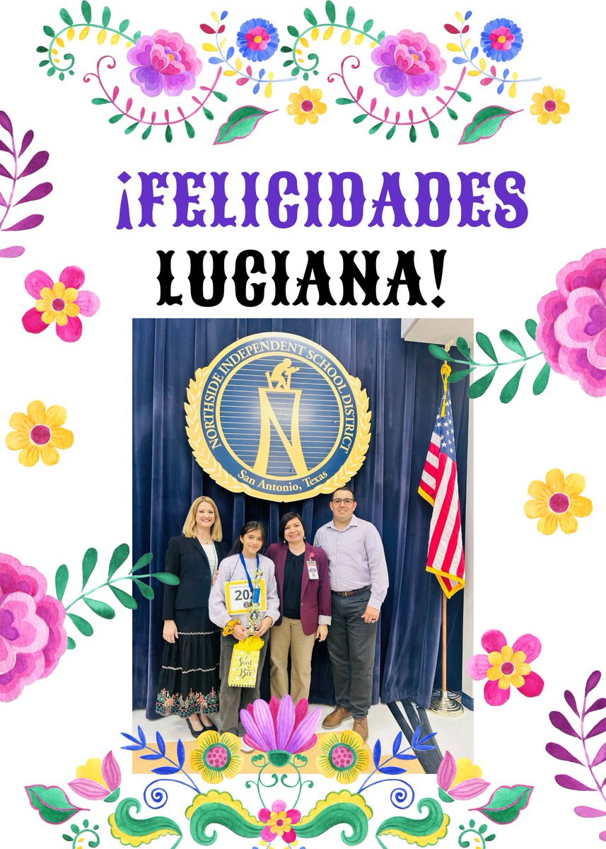 ¡Felicidades Luciana! 🎉 Huge shoutout to Luciana for placing 2nd at the NISD Spanish Spelling Bee! 🌟 She made history as the first Stingray to compete! Let's celebrate her achievement! 🐬✨ #ValeMS #ProudStingray #RaysUp