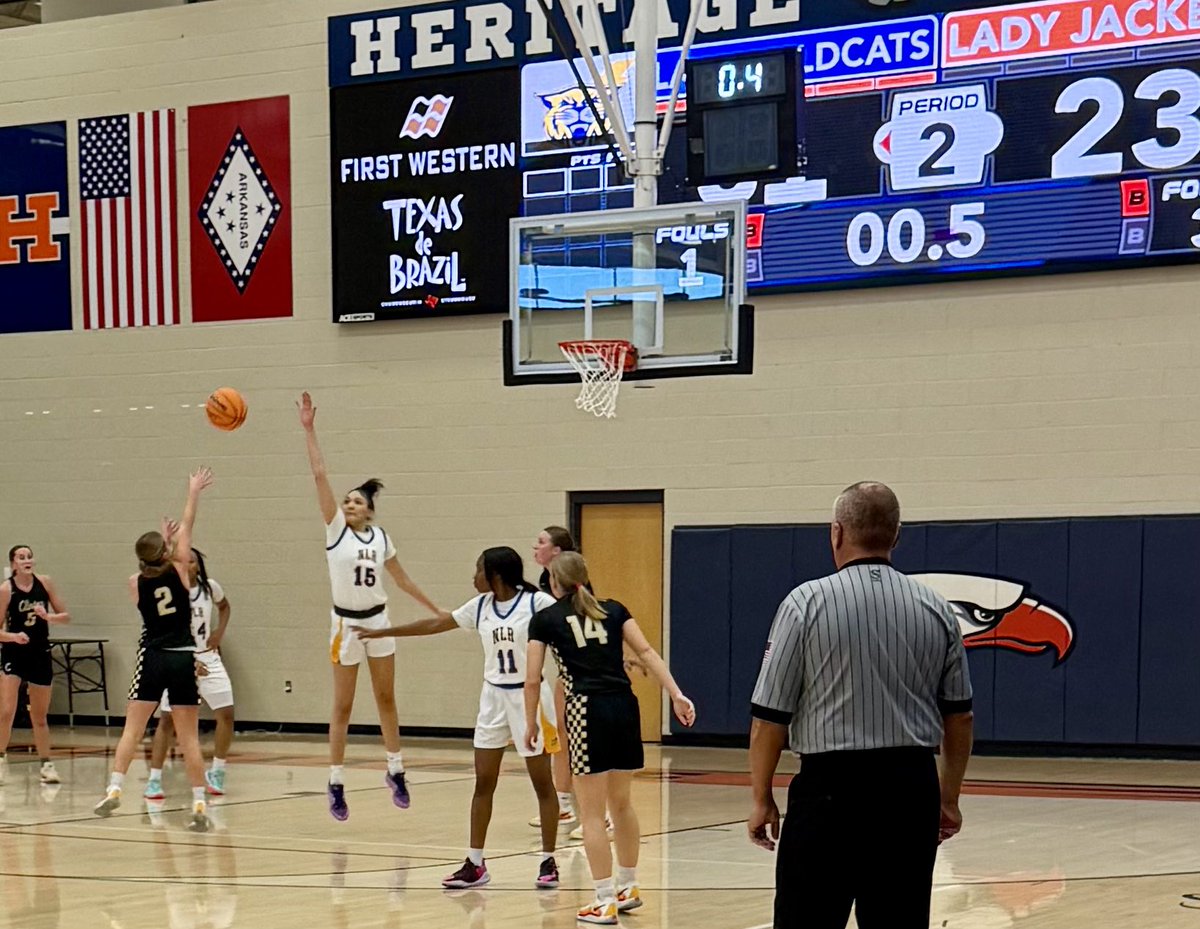 Halftime. NLR leads <a href="/LadyJacketBall/">Clinton Lady Jacket Basketball</a> 31-23. 13 pts for NLR Jr. Elicia Shepherd. <a href="/Lexi_Wallace07/">Lexi Wallace</a> has 10 for Clinton and Aliviah Johnson has 7.