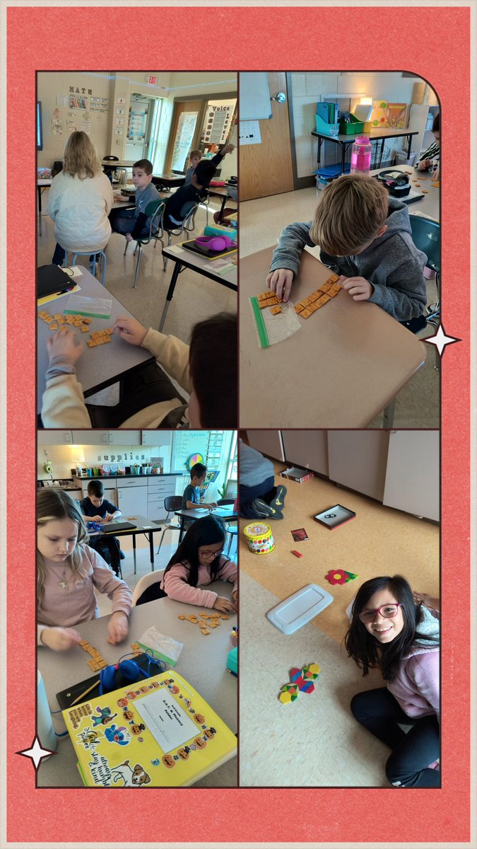 EESKerr3's tweet photo. Whether it is with food (our favorite) or with geometric shapes, we are learning valuable skills in 3rd grade! #eessoars https://t.co/d0QjQ71lLR