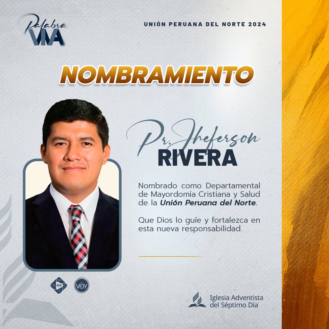 AdventistasUPN's tweet photo. Junta Directiva de la Unión Peruana del Norte nombra al Pr. Jheferson Rivera como departamental de Mayordomía Cristiana y Salud. Dios lo guie y fortalezca en esta nueva responsabilidad.  #PalabraViva #RID #MisiónGlocal https://t.co/DggEdG9SwW
