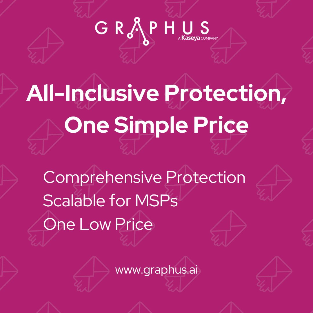graphusinc's tweet photo. At Graphus, we keep it simple: one low price per mailbox with ALL the powerful features included.

Get started today:
https://t.co/xUYGXyr7mt

#AI #PhishingDefense #EmailProtection #Cybersecurity #Automation #PhishingProtection https://t.co/h4LDSC5tlF