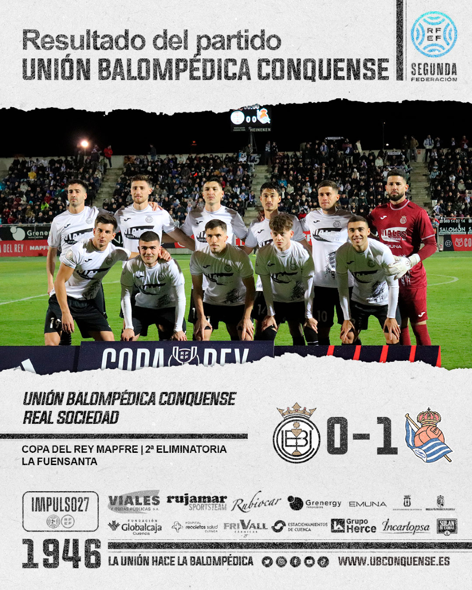 📢 #UBConquense ❗

GRACIAS POR HACERNOS SOÑAR DURANTE 120 MINUTOS

Para los Balompédicos y Cuenca entera sois mucho más que jugadores de primera división.

¡Vamos Conquense! ⚪⚫ #UniónBalompédica #CopadelReyMapfre