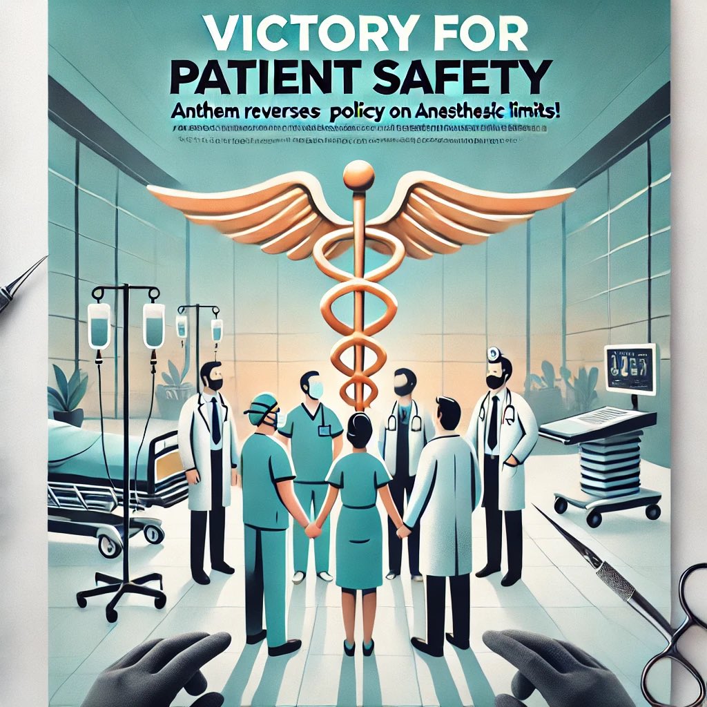 renesh07's tweet photo. 🎉 Great News for Patients and Providers!

Anthem Blue Cross Blue Shield has reversed its decision to limit payment for anesthesia based on time. This proposed policy, which would have affected surgeries in New York, Connecticut, and Missouri, sparked strong pushback from healthcare professionals who highlighted potential risks to patient safety.

Thanks to the collective voice of the medical community and advocates, this decision ensures patients will continue to receive the care they need without unnecessary restrictions. A victory for patient safety and quality healthcare!

💡 Let’s keep speaking up for better healthcare policies.

#PatientSafety #HealthcareUpdates #MedicalNews #AnesthesiaCare #QualityCare #HealthcarePolicy #DoctorsVoiceMatters #MedicalCoding #InsuranceUpdates #AnesthesiaMatters