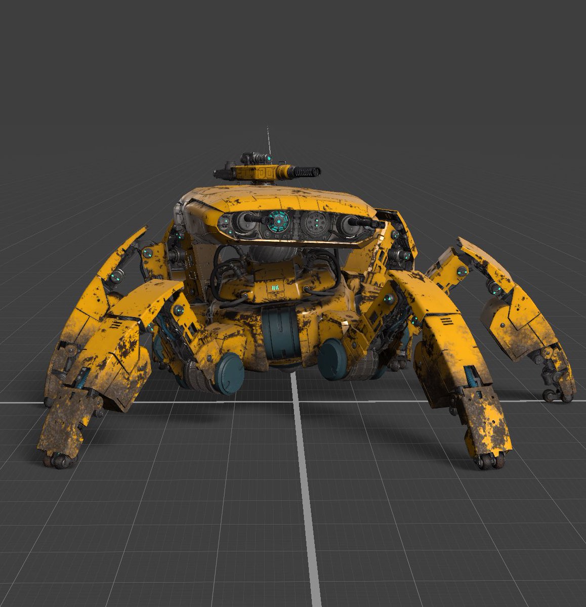 adamskiartski's tweet photo. Now in colour! Thanks to @Substance3D ! #mech #spidertank #realtime https://t.co/Za1Rc0AD0d