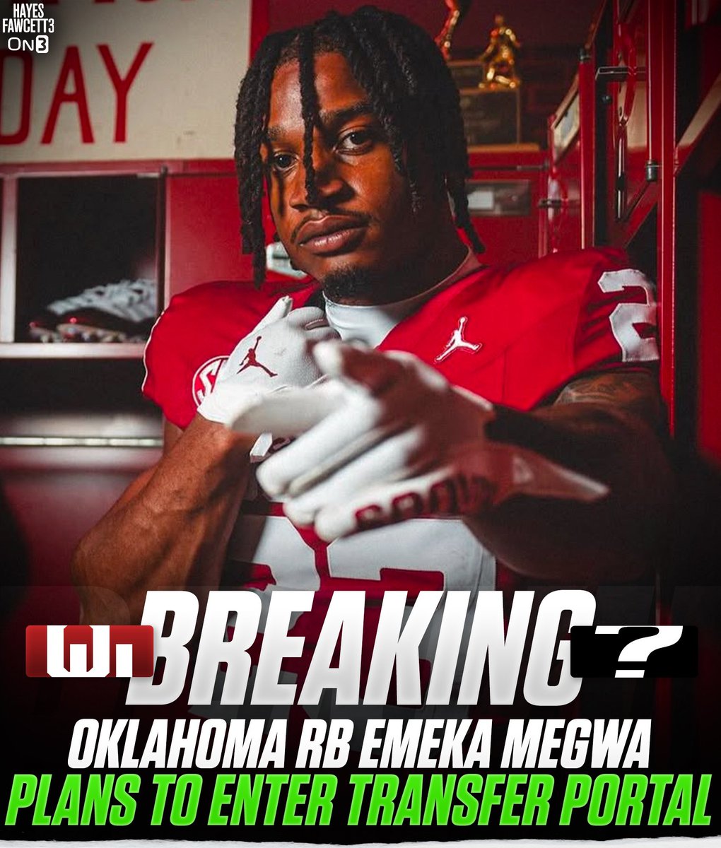 BREAKING: Oklahoma RB Emeka Megwa plans to enter the Transfer Portal, he tells @on3sports

The 6’1 225 RB will have 3 years of eligibility remaining 

Was ranked as a Four-Star Recruit out of HS

on3.com/db/emeka-megwa…