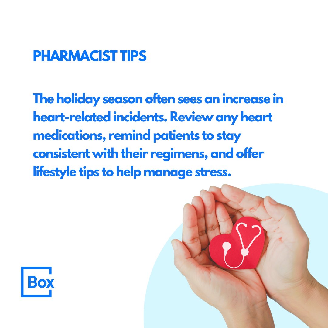 BoxLabsSoftware's tweet photo. Did you know heart incidents often spike this time of year? It's the perfect time to remind patients about managing key heart health factors — such as monitoring blood pressure, controlling cholesterol, and staying active. 

#HeartHealth #PatientCare #PharmacyExcellence https://t.co/fi6qY6y22I