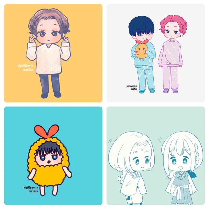 私はミニキャラを描くのも苦手なので、あーでもこーでもとミニキャラの描き方を何年もトライアル&amp;エラーしてます🫠(ましろ) 