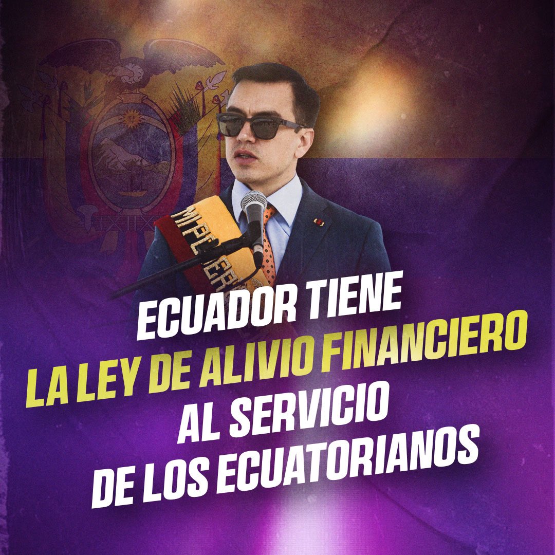 ECUADOR TIENE LEY DE ALIVIO FINANCIERO 🙌🏻🧬🇪🇨
Gracias Presidente <a href="/DanielNoboaOk/">Daniel Noboa Azin</a> 
👏🏻 <a href="/BancadaADN/">Bancada ADN</a>