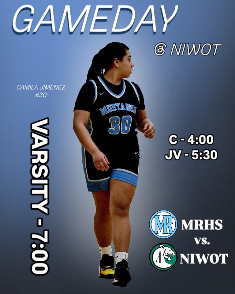 GAMEDAY TOMORROW‼️⛹️‍♀️
MRHS @ NIWOT
FRIDAY DEC. 6

Varsity - 7:00
JV - 5:30
C - 4:00