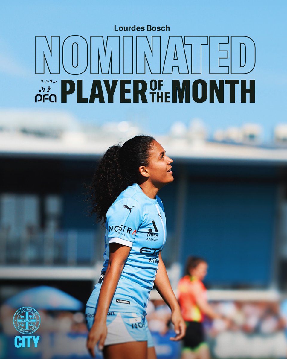 MelbourneCity's tweet image. 🌟 NOMINATED.

Lourdes Bosch’s standout November has seen her nominated for the PFA’s Player of the Month award.