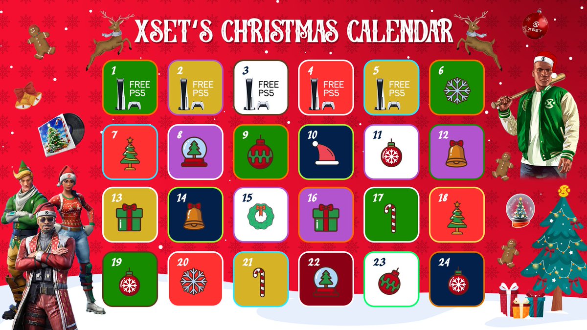 XSET's tweet photo. 25 DAYS OF ❌-MAS

Everyday this month we'll be giving away an INSANE gift to a lucky member of the XSET Community 🎁

All you have to do to enter
- Like this Post✅
- Retweet this Post✅
- Tag 3 Friends✅
- Join the XSET Community✅

Today we have ANOTHER PS5🤩

Day 5/25🎄