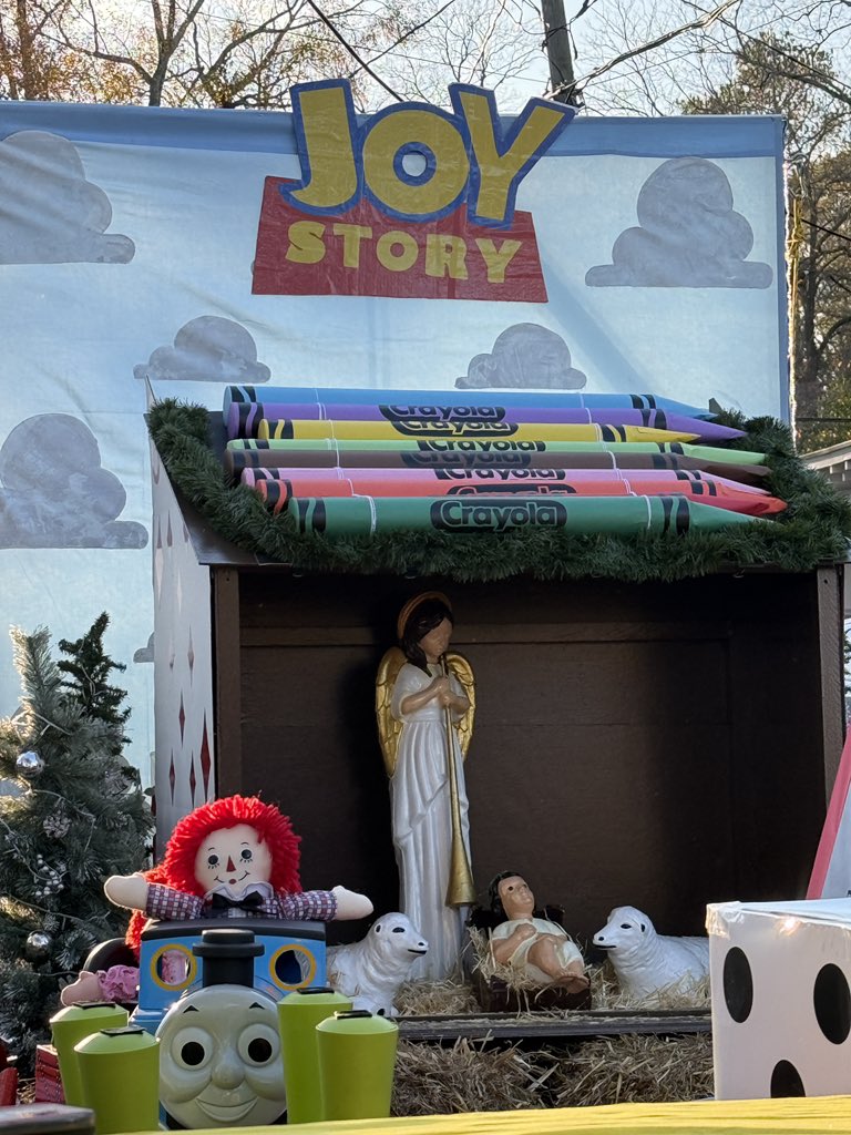 FrMattox's tweet photo. This is the first entry of our parish in the local annual Christmas Parade. The theme is Toys, but we made our toys about Jesus! https://t.co/8gUpX0Liwb