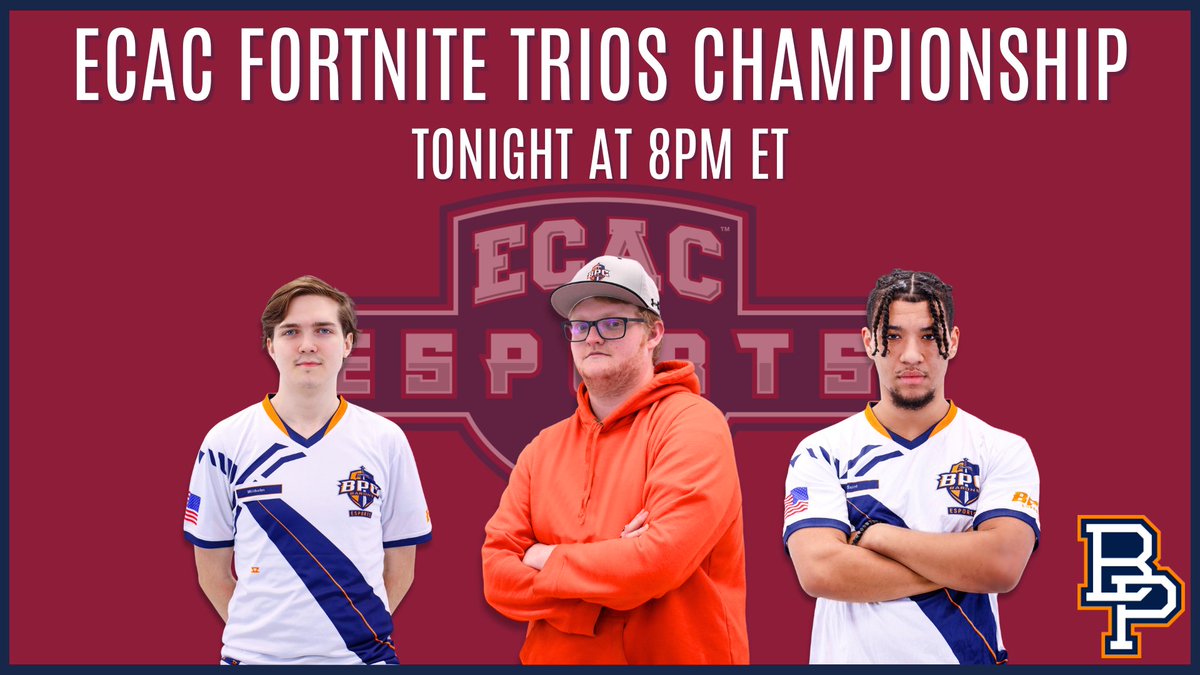 The ECAC Fortnite Trios Championship is tonight at 8pm ET! Watch BPC compete here:
youtube.com/channel/UCeczU…