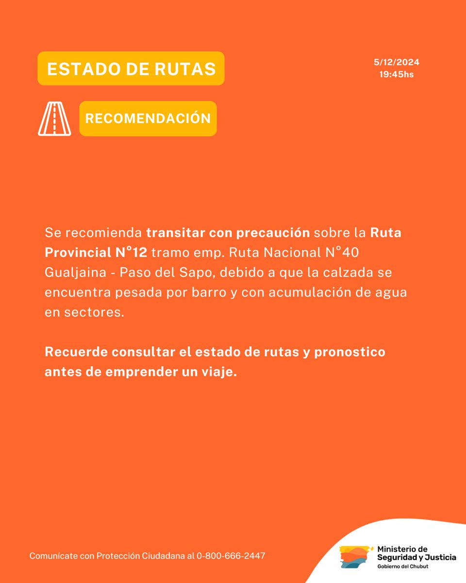 ❗ La Subsecretaría de Protección Ciudadana dependiente del Ministerio de Seguridad y Justicia, informa:
