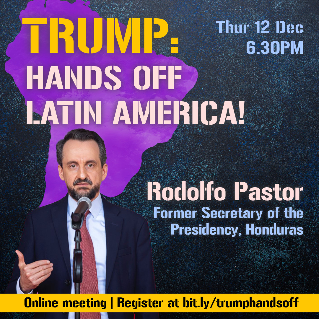 arise_festival's tweet photo. With Trump returning to office, this is a crucial time for solidarity with Latin America's progressive movements.

Thursday, 12 Dec - join us in saying "Hands Off Latin America"👇
https://t.co/ipNDP19FbA

With...
@RudoPastor
Alex Main @CEPRdc 
@madeinbolivia  @WiphalasW
&amp; MORE! https://t.co/Rz5ckzLbyN