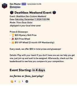 Loyal__GG's tweet photo. Deathbox Den Weekend Event 
JOIN FOR DETAILS: https://t.co/5L7EUHg6Ko
#ApexLegends https://t.co/akKKCLr3qc