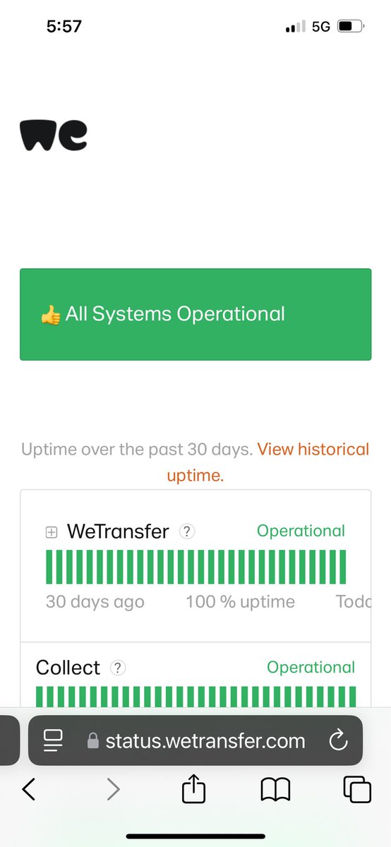 Tonydemil's tweet photo. @WeTransfer 
Instead of you admitting there’s an outage you claim that there wasn’t so I spent an hour trying to fix my Wi-Fi and use a different signal. It was in fact your system was down. Take responsibility. https://t.co/owa389FRh4