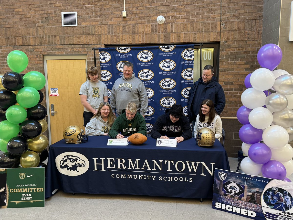 Congratulations Aidan Adamski on signing with the University of St. Thomas and Evan Senst on signing with Rocky Mountain College!!!