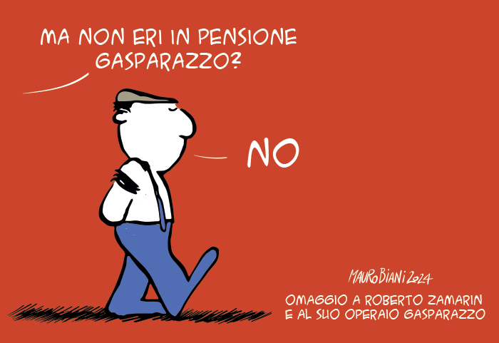 nonsonpago1's tweet photo. "Ma non eri in pensione #Gasparazzo?"
"#No"
"Omaggio a #RobertoZamarin e al suo #operaioGasparazzo"✊
Stupenda.👏
#Biani !❤️
#Operai... #crisi e #mobilitazioni
Gasparazzo in #lottacontinua
"#Felicità ė una #coperta... #Robusta..."
Grazie #Roberto🌹❤️
@maurobiani
@repubblica https://t.co/bOS3mq6E7n