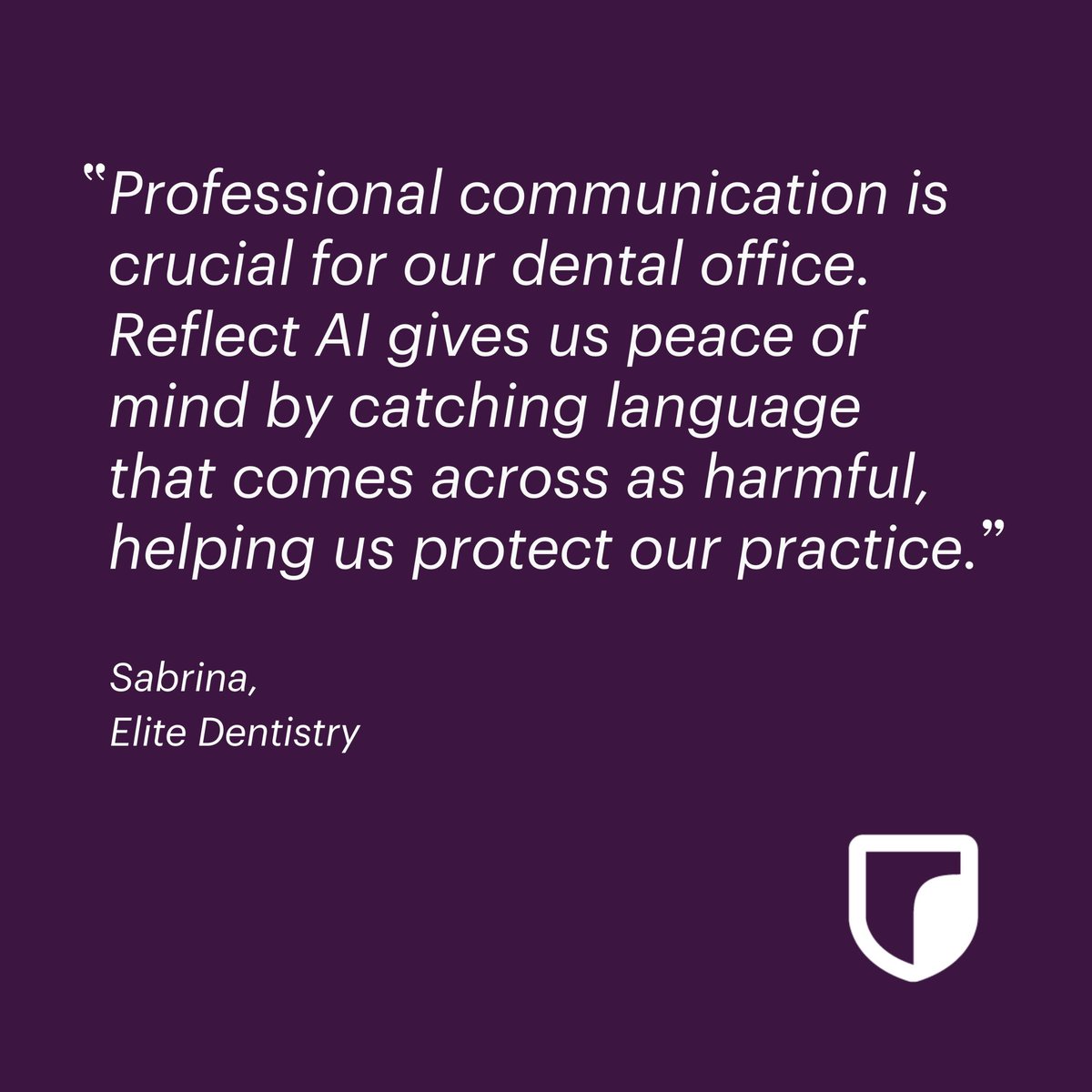 alphy_co's tweet image. We’re thrilled to hear how #ReflectAI is making an impact for Elite Dentistry. 🛡️ By catching harmful language in real time, Reflect AI helps teams stay protected and maintain peace of mind every day. Interested in Reflect AI for your team? Contact us at sales@alphyco.com