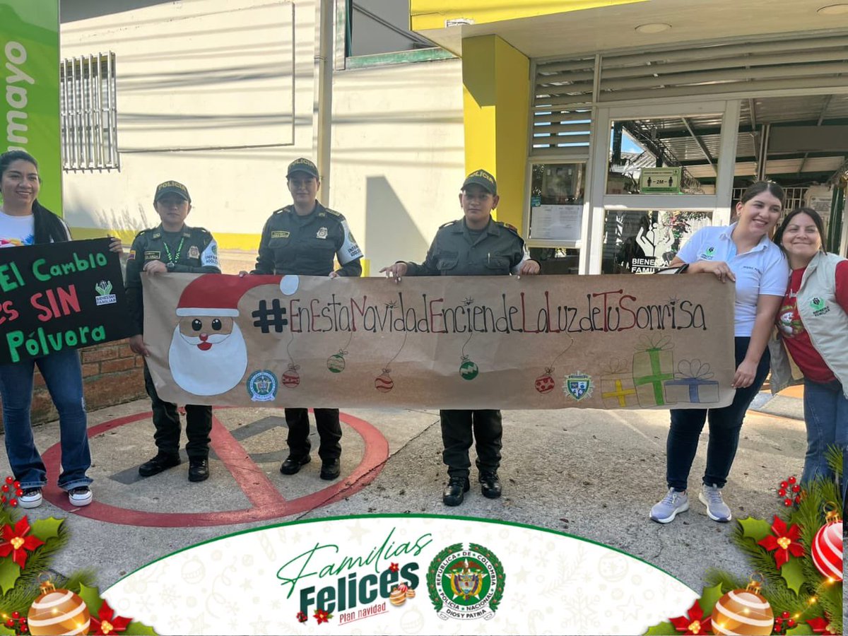 PoliciaDepuy's tweet photo. En el marco de la campaña #FamiliasFelices, la @PoliciaColombia en conjunto con ICBF, realizó campañas de prevención al uso de la pólvora.

#NavidadSinPólvora
#PlanNavidad
@ProteccionPonal https://t.co/4ARSVsTxgx