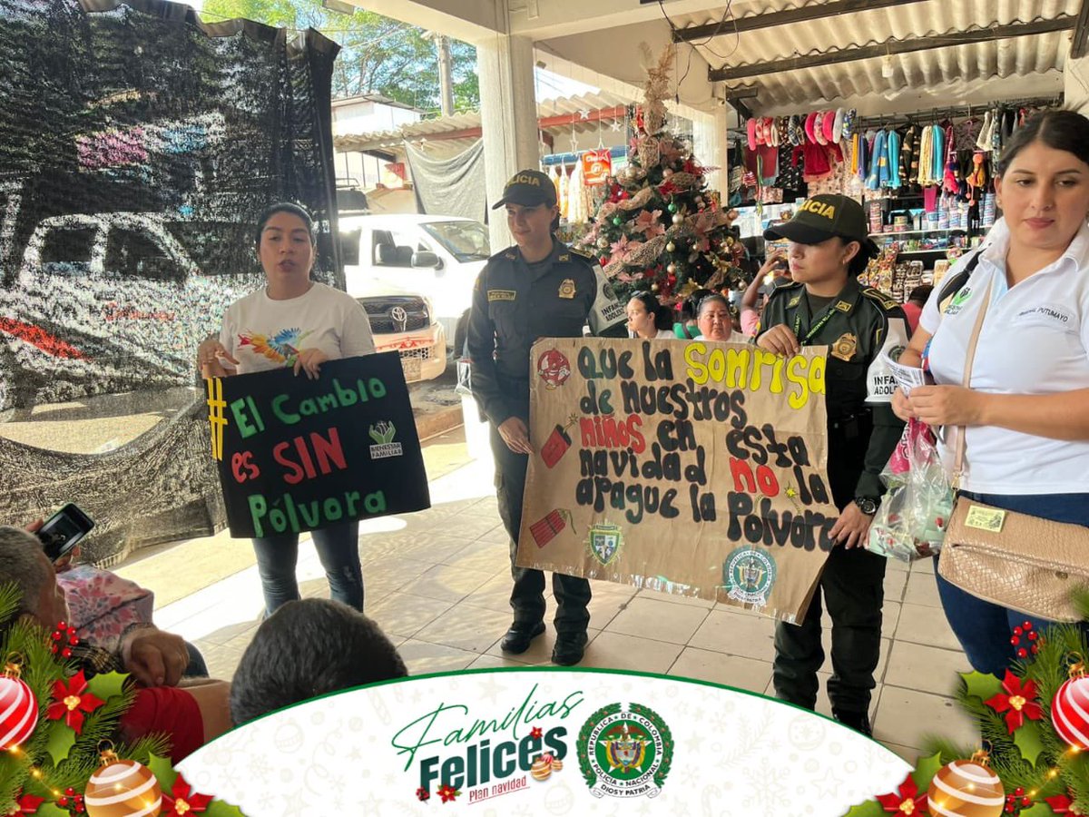 PoliciaDepuy's tweet photo. En el marco de la campaña #FamiliasFelices, la @PoliciaColombia en conjunto con ICBF, realizó campañas de prevención al uso de la pólvora.

#NavidadSinPólvora
#PlanNavidad
@ProteccionPonal https://t.co/4ARSVsTxgx