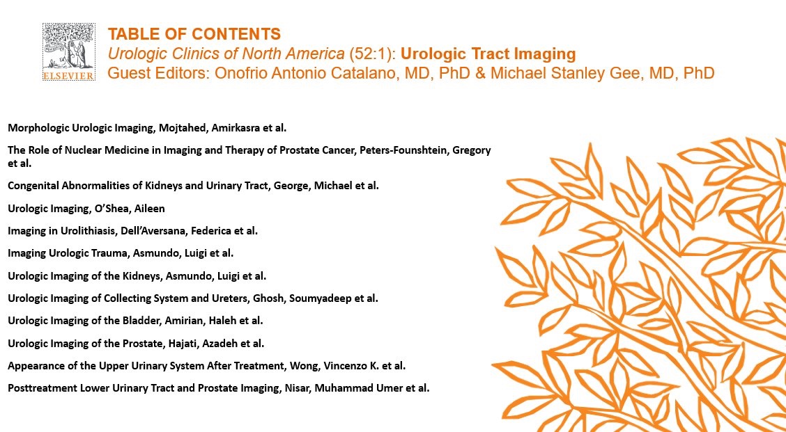 SGhoshMD's tweet photo. Get the updates on #Urologic Tract #Imaging you need in the new issue of Urologic Clinics, edited by Drs. Onofrio Catalano and 
@Mike_Gee8
- our newly published clinical review article on “Collecting system and Ureters: Cancers and Mimics” at https://t.co/1hvm1MMxIE https://t.co/xOLBa9fQ9v