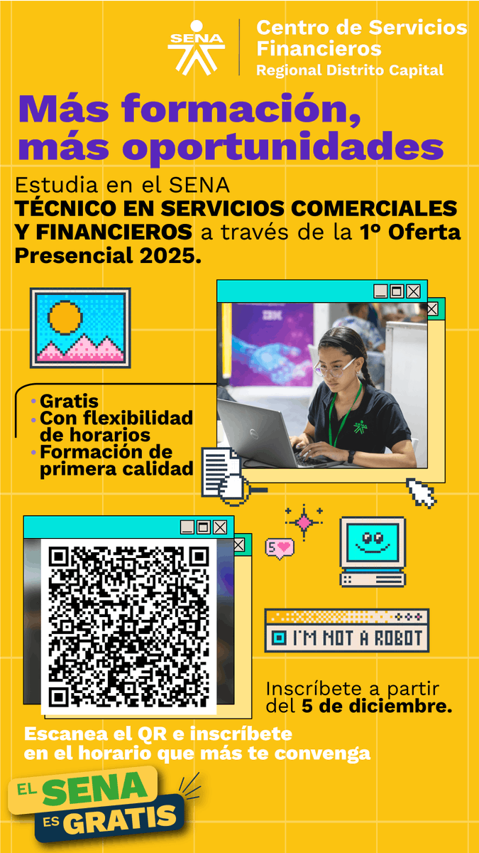 easoto09's tweet photo. 🚨 Apertura de inscripciones a la I Oferta Presencial 2025🚨
No esperes más y estudia en el SENA, formación gratuita y de calidad en diversas áreas.
#CSF #SENAEsGratis #TuFuturoSena https://t.co/Yjze9N4vfF