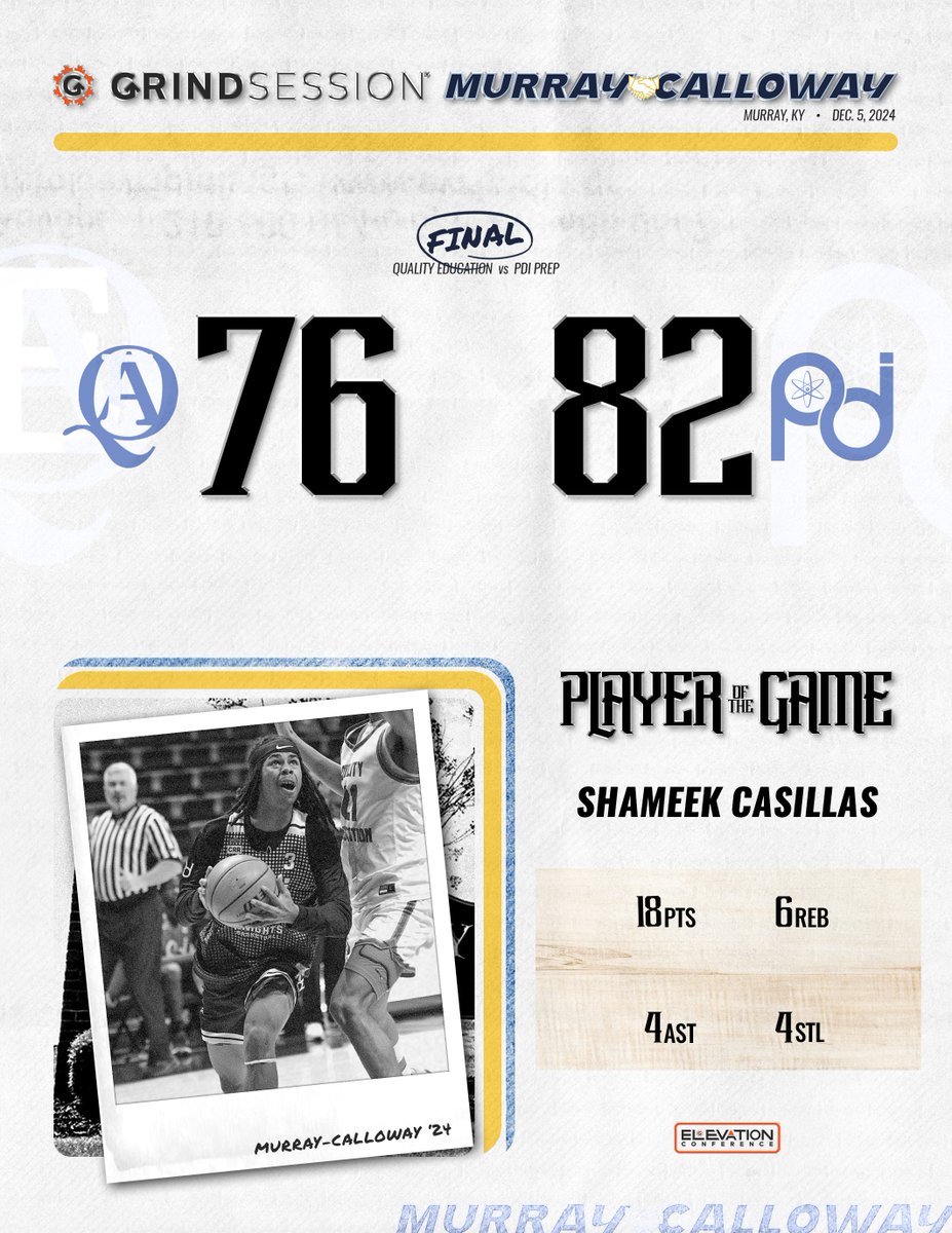 FINAL
Quality Education (NC) 76
PDI Prep (OH) 82
Player of the Game: Shameek Casillas 18p 6r 4a 4s

Nigel Moore 13p 8r 1a 2s
Shawn Long Jr. 24p 11r 4a 2s 1b
Bruce Wingate 14p 2r 1s
