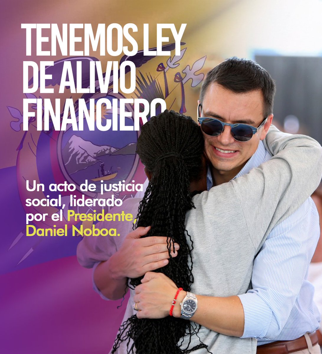 📢 Aprobado la #LeyDeAlivioFinanciero. 🙌

Este logro demuestra el compromiso del gobierno del Presidente <a href="/DanielNoboaOk/">Daniel Noboa Azin</a> y nuestra bancada <a href="/BancadaADN/">Bancada ADN</a>.💼✨

✅ Protegemos empleos.
✅ Impulsamos innovación y crecimiento local.
✅ Fortalecemos la estabilidad económica de Ecuador.