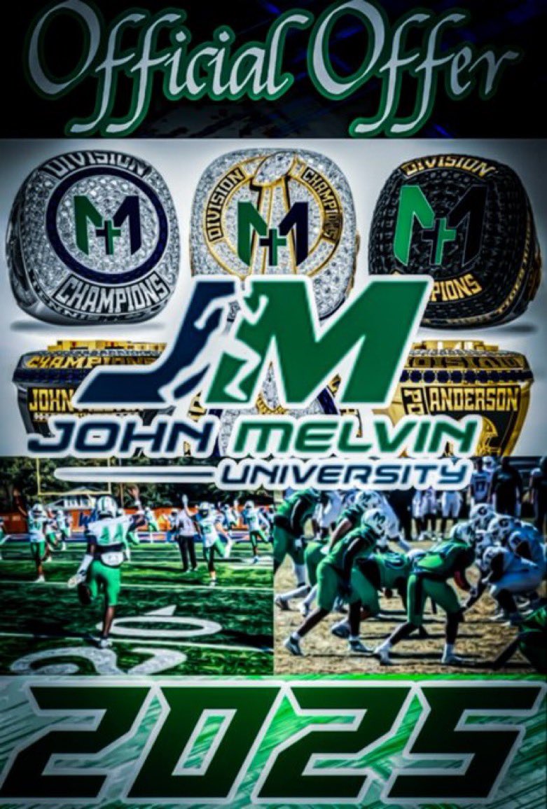 After a great conversation with Coach <a href="/DanielHollandJ1/">Coach Daniel Holland Jr</a> I’m blessed to receive  an offer from <a href="/JohnMelvinFball/">John Melvin Christian College Football</a>
