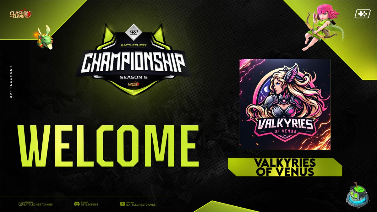 venusvalkyries's tweet photo. Very excited to start the TH17 season! Us ladies are ready to battle in the Spartans Cup hosted by @teamvanishcoc and in the Battlechest Championship hosted by @BattleChestCOC https://t.co/YjPFghDUNZ