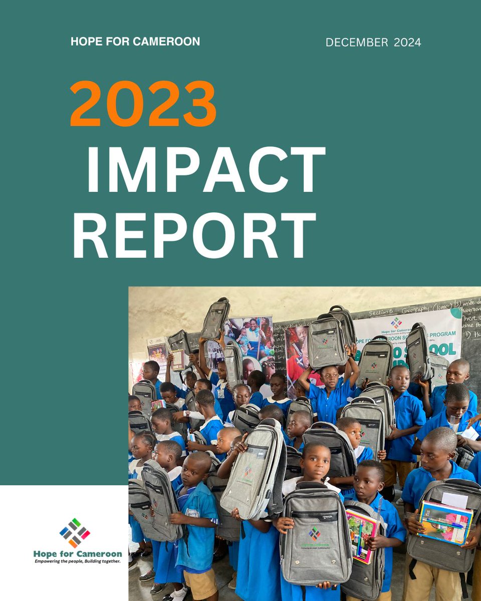 HopeForCameroon's tweet photo. 🎉 Our 2023 Impact Report is here! 🌟  
💡 See how we’re driving change, empowering communities, and planting seeds of hope for a brighter future.🌱https://t.co/HF8UxlZyo9 https://t.co/FOeLPhfRFW
