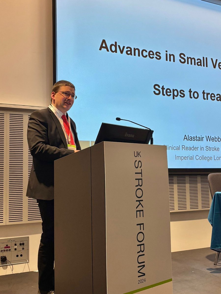 SomaBanerjee73's tweet photo. Great presentation by #Alastair Webb @StrokeImperial @ImperialBrains on advances in treatment options for small vessel disease; while also organising the excellent @BIASPstroke scientific sessions @UKStrokeForum https://t.co/atMm1WU1c1